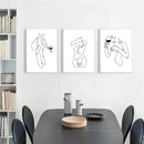 Axyaa Minimalist Wine Cup Woman Body Line Art Canvas Wall Print for Home Decor