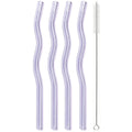 Axyaa Wavy Glass Straws Set with Brush, Colorful Drinkware for Kitchen, Party, Bar