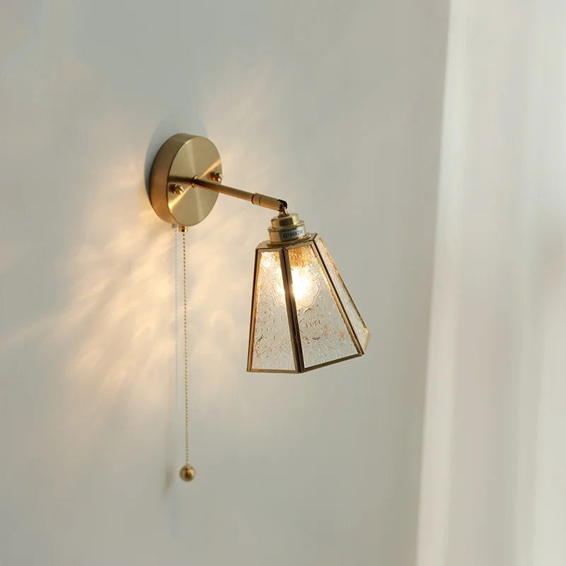 Axyaa Clear Glass LED Wall Lamp Gold Brass Finish Japan Style Home Décor
