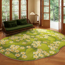 Floral Green Carpet by Axyaa - Soft Plush Rug for Bedroom or Living Room