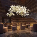 Axyaa White Ginkgo Leaf Chandeliers: Modern Porcelain Lighting for High Ceilings