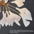 Axyaa Gold Branches Chandelier with Porcelain Leaves for Living Room and Bedroom
