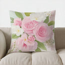 Pink Roses & White Flowers Cushion Cover by Axyaa for Sofa, Bedroom, Car - Patterned Pillow Cover