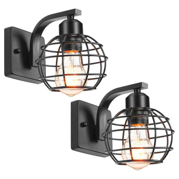 Axya Industrial Vintage LED Wall Light Iron Cage Sconce Indoor Lighting