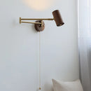Axyaa Japanese Walnut LED Wall Lamp, Swing Arm Light for Bedroom and Study