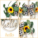 Axyaa Sunflower Rose Wreath Hello Love Hanging Sign for Home Garden Wedding