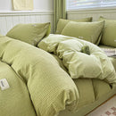 Axyaa Waffle Jacquard Cotton Queen Bedding Set with Sheets, Quilt Cover & Pillowcases