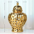Golden Ceramic Vase for Artistic Flower Arrangement by Axyaa