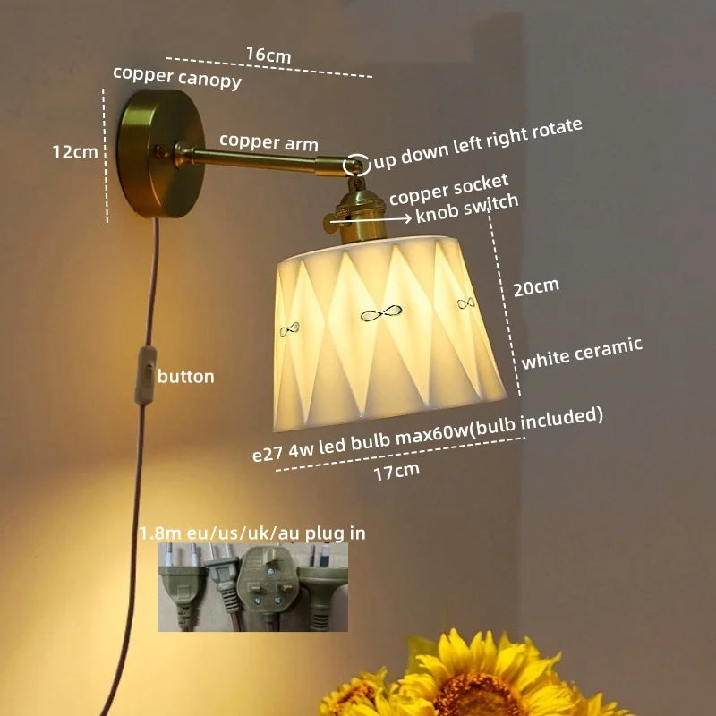 Axyaa Ceramic Hand-painted LED Wall Light Fixture for Modern Spaces