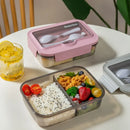 Axyaa Square Divided Bento Box with Tableware · Leakproof Container for Office Lunch & Outdoor Dining