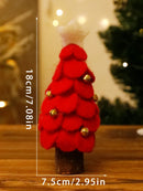 Axyaa Mini Wooden Felt Christmas Tree Ornaments with Bells for Festive Tabletop Decor