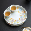 Axyaa Chinese Ceramic Antique Glaze Thousand Flower Tea Tray