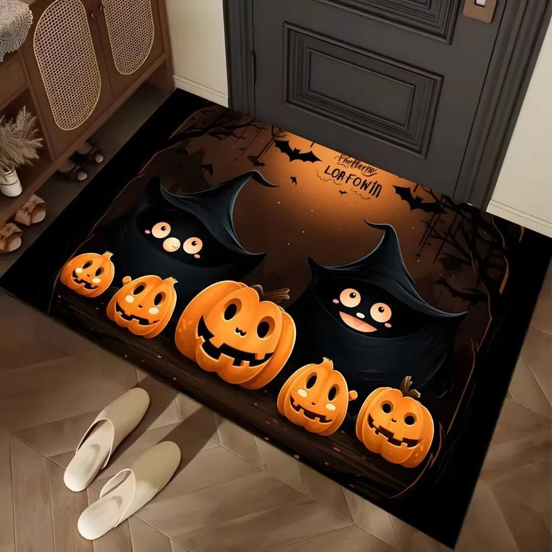 Axyaa Halloween Night Floor Mat - Horror Pumpkin Ghost Design