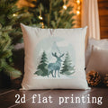 Axyaa Festive Santa & Deer Pattern Cushion Cover for Sofa, Bedroom, Car