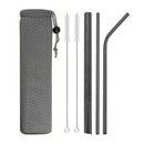 Axyaa Stainless Steel Smoothie Straws - Set of 6 with Cleaning Brush