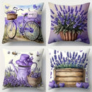 Axyaa Purple Floral Pillowcase Set, 4pcs, 18x18inch Sofa Cushion Cover, Single-Sided Print