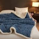 Axyaa Geometric Pattern Fleece Winter Blanket, Queen Size Plush Bedspread