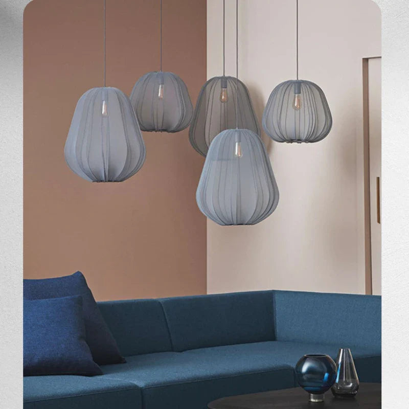 Axyaa Silk Pendant Lights: Nordic Wabi Sabi LED Hanging Lamp for Home Decor