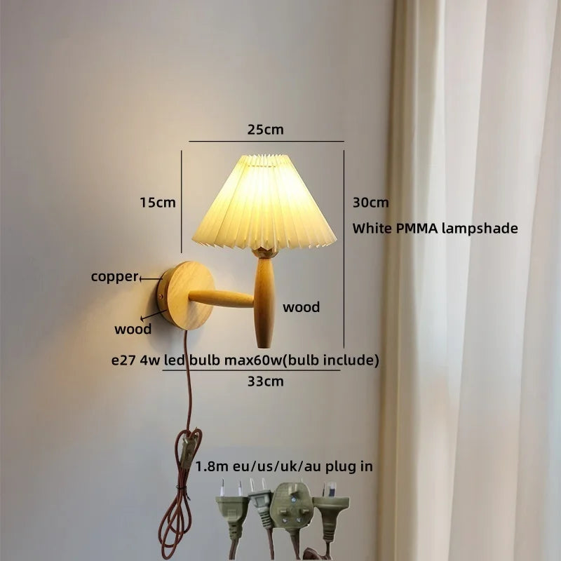 Axyaa White Umbrella Gold Copper LED Wall Lights - Luxury Bedroom Decor