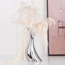 Axyaa Electroplated Silver Ceramic Vase, Streamline Shape for Dried Flowers