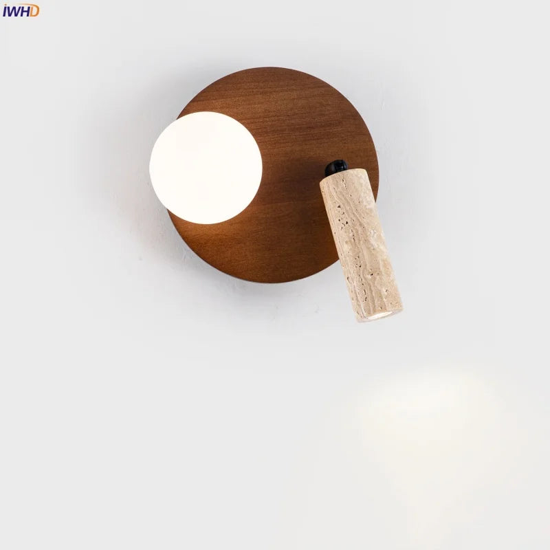 Axyaa Wood Glass LED Wall Sconce - Nordic Modern Stair Lights for Bedroom & Bathroom