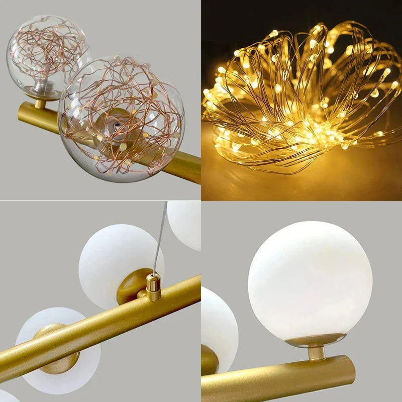Axyaa Starry Sky LED Pendant Light Glass Bubble Chandelier for Dining Kitchen Island