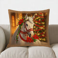 Axyaa White Horse Decorative Throw Pillow Cover