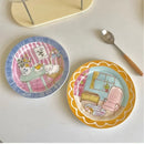 Axyaa Cute Cartoon Ceramic Plate Korean High Aesthetic Household Tableware