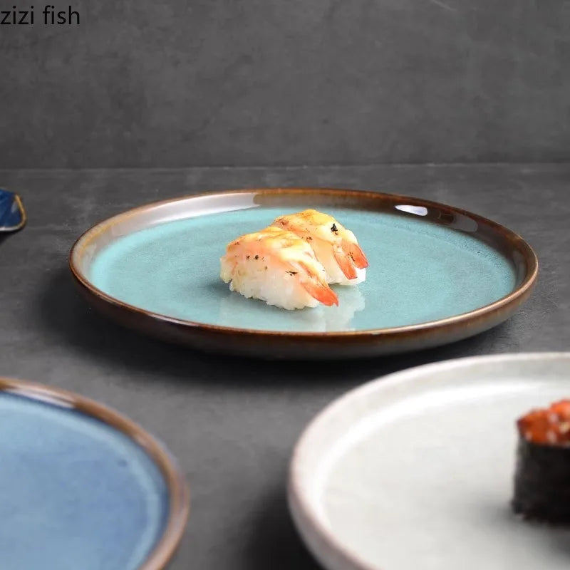 Axya Blue Ceramic Steak Plate - Molecular Cuisine Specialty Tableware