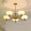 Axyaa Cream Glass Chandelier: Nordic Retro Design Led Lustre Hanging Lamp