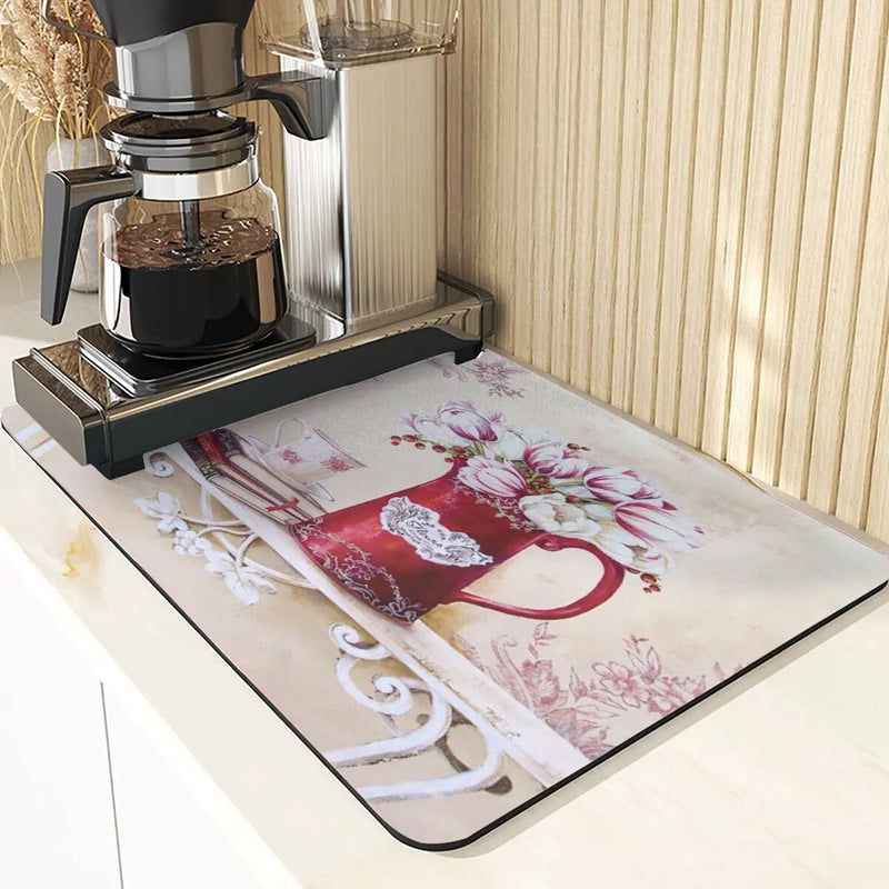 Axyaa Lavender Print Kitchen Drying Mat | Absorbent Mat for Home Décor