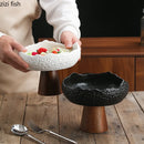 Axyaa High Footed Ceramic Salad Bowl for Molecular Cuisine and Restaurant Tableware