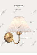 Axyaa Nordic Retro Pleated Cloth Wall Light for Bedroom, Corridor, Hotel Room