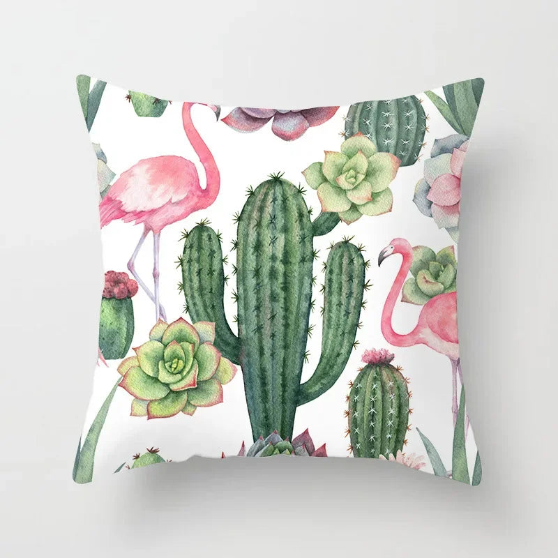 Tropical Cactus Summer Plants Pattern Cushion Cover for Axyaa Home Decor