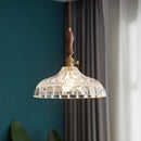Axyaa Modern LED Pendant Light with Wood Handle & Clear Glass