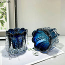 Axyaa Glass Vase Wrinkled Flower Pots Elegant Desk Decoration Room Aesthetic Decor