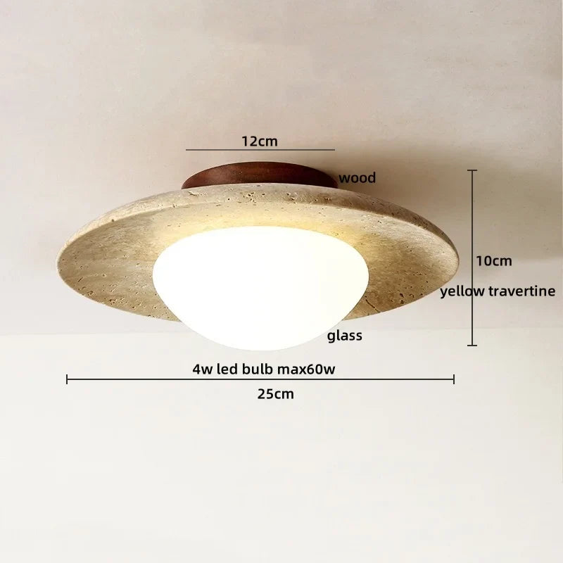 Axyaa Acryl Travertine LED Ceiling Light - Natural Stone Modern Ceiling Lamp