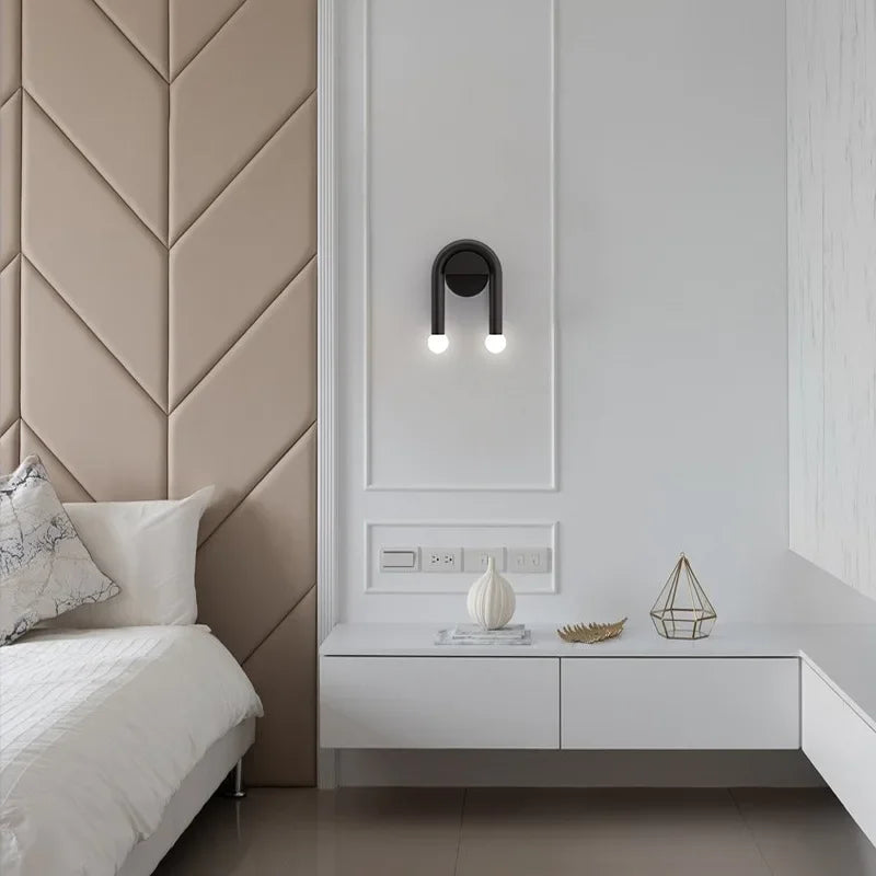 Axyaa Black U-Shape LED Wall Lamp for Bedroom Study - Modern Minimalist Design