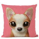 Axyaa Cute Animal Big Eyes Dog Funny Cat Throw Pillow Cover Home Decor Cotton Linen