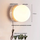 Axyaa LED Wall Light with Wood Base, Natural Yellow Travertine, Modern Nordic Design