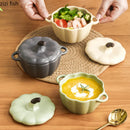 Axyaa Pumpkin Soup Bowl Set of 4 - Ceramic Fruit Salad Plate, Dessert Bowl & Snack Plate