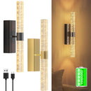 Axyaa Crystal LED Wall Lamp - Remote Control Dimmable, Rechargeable, 10000mAh, Battery-Powered