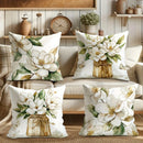 Axyaa Magnolia Butterfly Glass Jar Throw Pillow Covers - Set of 4
