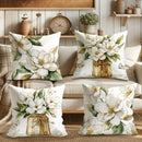 Axyaa Magnolia Butterfly Glass Jar Throw Pillow Covers