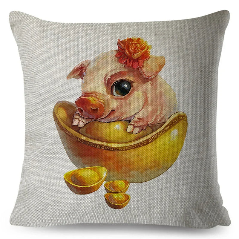 Axyaa Watercolor Animal Pillowcase - Cute Cartoon Design for Living Room Sofa