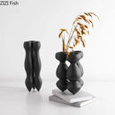 Axyaa Ceramic Vase Trio for Desk Decor Flowers Arrangement & Room Aesthetics