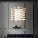 Axyaa Stainless Steel LED Pendant Lamp, Modern Chrome Square Hanging Light Fixtures