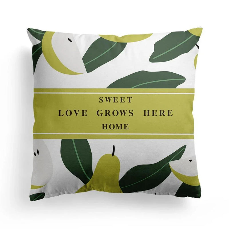 Axyaa Grid Flower Cushion Cover Orange Lemon Pillow Cover Home Decor Sofa Cushions