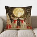 Axyaa Snowman Moon Deer Christmas Pillow Cover