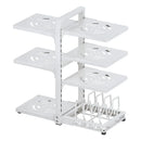 Axyaa Adjustable Pot and Pan Storage Rack, Seasoning Bottle Organizer